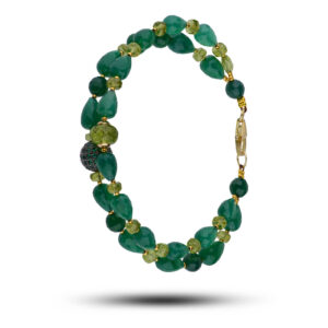 Браслет «Джунгли», камни хризолит, хризопраз, 18 см