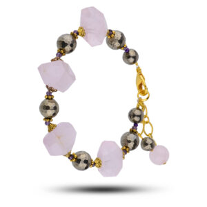 Браслет «Стейс» из камней розовый кварц, пирит, 17,5 см