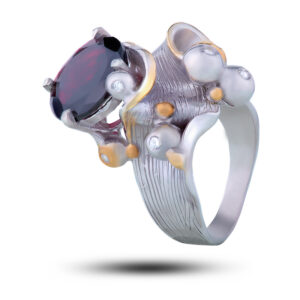 Кольцо «Винтаж», камни гранат, фианит, размер 16,25