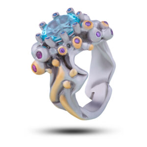 Кольцо «Модерн», камни топаз, фианит, размер 17