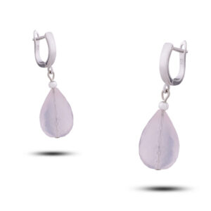 Серьги «Ассоль» с камнем розовый кварц