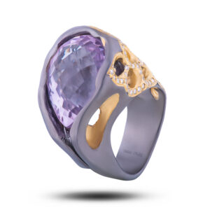 Кольцо «Медея», камни аметист, фианит, размер 17,25