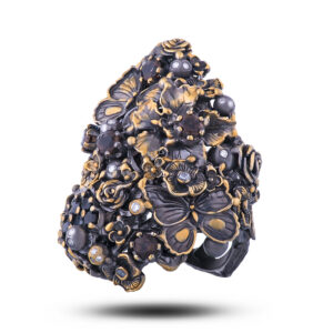 Кольцо «Бабочки», камни раухтопаз, шпинель, фианит, размер 16,5