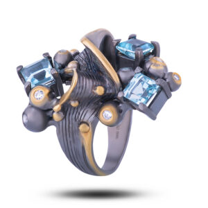 Кольцо «Винтаж», камни топаз, фианит, размер 16