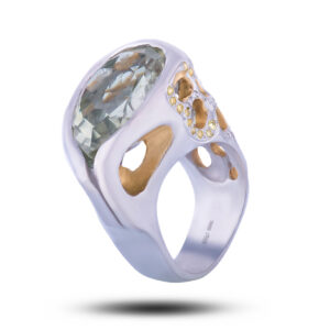 Кольцо «Восторг», камни празиолит, фианит, размер 17