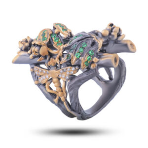 Кольцо «Стрекозы», камни шпинель, фианит, размер 17,5