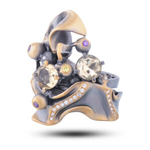 Кольцо «Винтаж», камни цитрин, фианит, размер 17,75