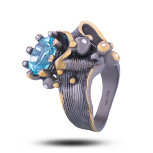 Кольцо «Винтаж», камни топаз, фианит, размер 16