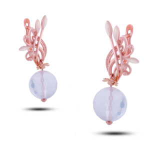 Серьги «Фрезия» из камня розовый кварц