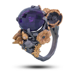 Кольцо «Виктория», камни аметист, шпинель, размер 17,75