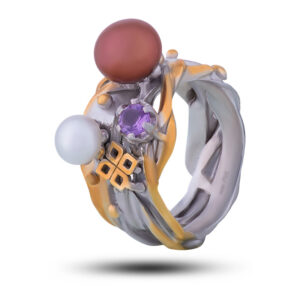 Кольцо «Винтаж», жемчуг, аметист, размер 18,5