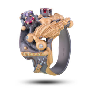 Кольцо «Морской бриз», камни топаз, аметист, гранат, фианит, размер 18,5
