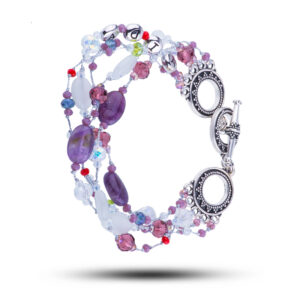 Браслет, камни аметист, кошачий глаз