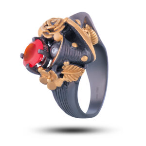 Кольцо «Мила», камни сердолик, фианит, размер 15,5