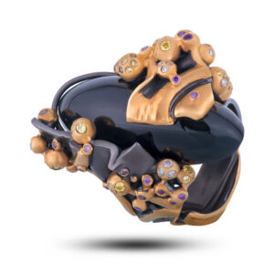 Кольцо «Звездная ночь», камни дымчатый кварц, фианит, размер 19,5