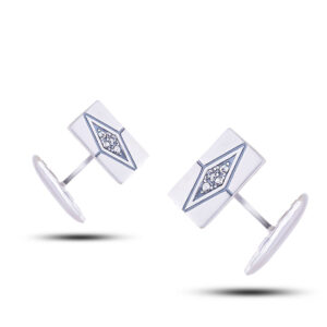 Запонки Камень фианит Серебрение