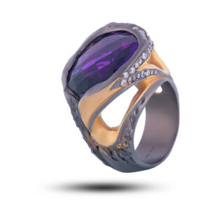 Кольцо «Восторг», камни аметист, фианит, размер 17