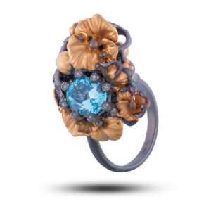 Кольцо «Нежный букет», камни топаз, хризолит, фианит, размер 17,5