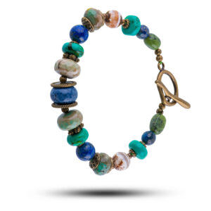 Браслет агат, бирюза, лазурит, нефрит, 23 см, Арт. 80907
