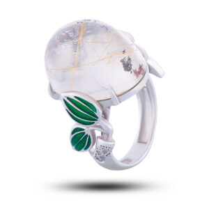 Кольцо, камни горный хрусталь, фианит, размер 17,5