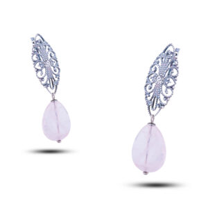 Серьги «Юнона» из камня розовый кварц