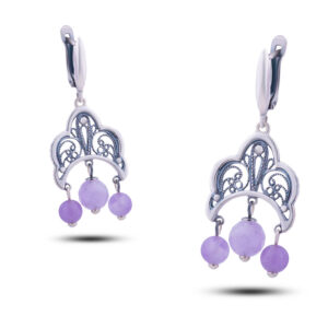 Серьги «Мальва» из камня аметист