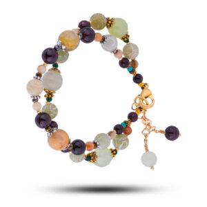 Браслет «Зарина», камни опал, нефрит, гранат, 18 см