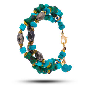 Браслет «Нефертити», камни бирюза, туркенит, пирит, 18 см