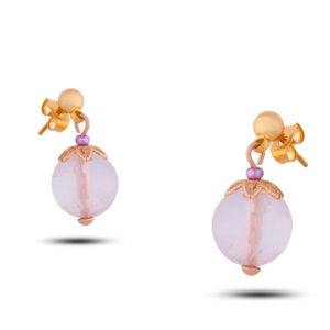 Серьги «Зарница» из камня розовый кварц