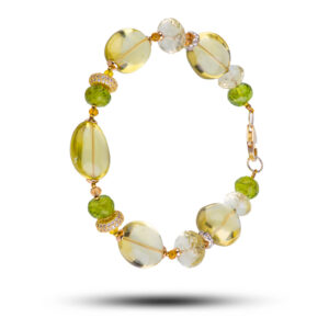 Браслет «Лимончелло» из камней цитрин, хризолит, 17 см