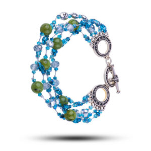 Браслет, камни нефрит, кристаллы