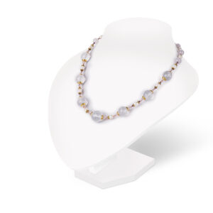 Ожерелье «Грезы» с розовым кварцем, жемчугом, 42 см