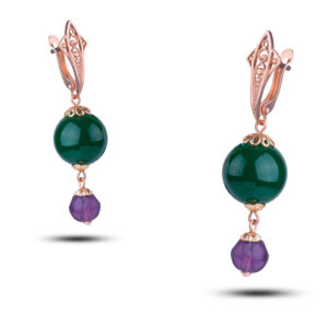 Серьги «Марилу», камни хризопраз, аметист