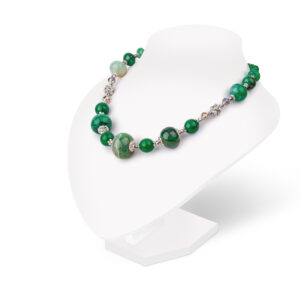 Колье «Дриада» из камня зеленый агат, 50 см