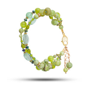 Браслет «Елена», камни байкальский нефрит, гематит, флюорит, 18,5 см