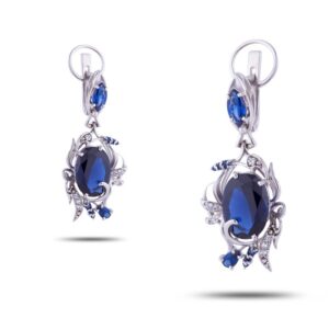 Серьги, камни нано танзанит, фианит, 12,10гр