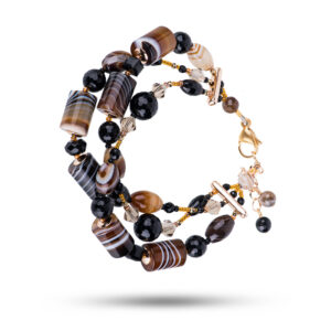 Браслет из агата и пирита «Кения»18 см