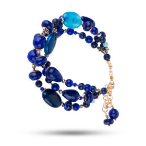 Браслет из агата, лазурита и пирита «Океания», 18 см