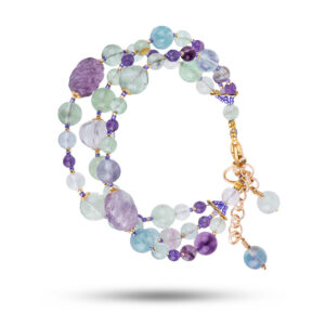 Браслет «Вивьен» из камней флюорит, аметист, 18 см