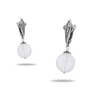 Серьги «Роми» с камнем розовый кварц