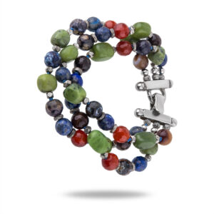 Браслет из агата, нефрита, лазурита, 18,5 см