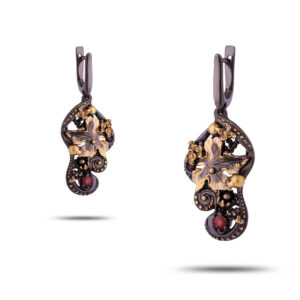 Серьги «Изюминка страсти», камень гранат