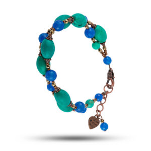 Браслет из агата, бирюзы и пирита «Одалиска», 18 см