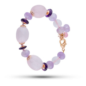Браслет «Мириэль» из камня розовый кварц, аметист, 17,5 см