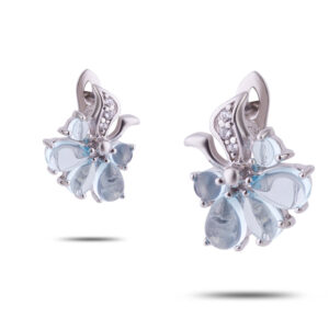 Серьги с камнями топаз, фианит