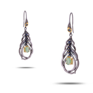 Серьги, камни берилл, сапфир