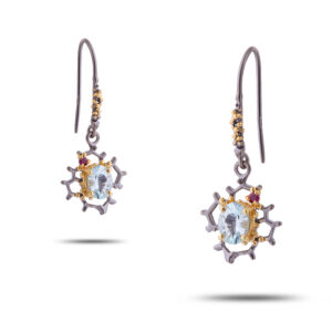 Серьги с камнями топаз, гранат