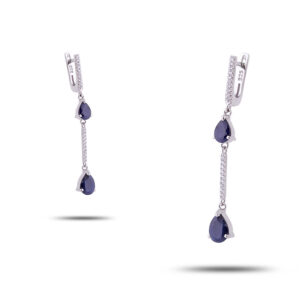 Серьги, камни сапфир, фианит