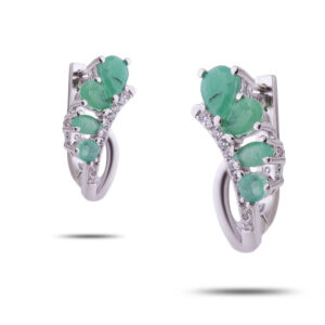 Серьги, камни берилл, фианит