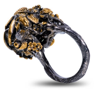 Кольцо «Роза», камни хризолит, фианит, размер 17